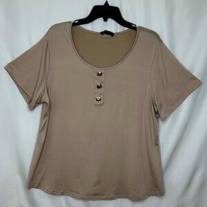 Tan short sleeve Love Ryan Los Angeles, blouse SZ 1X